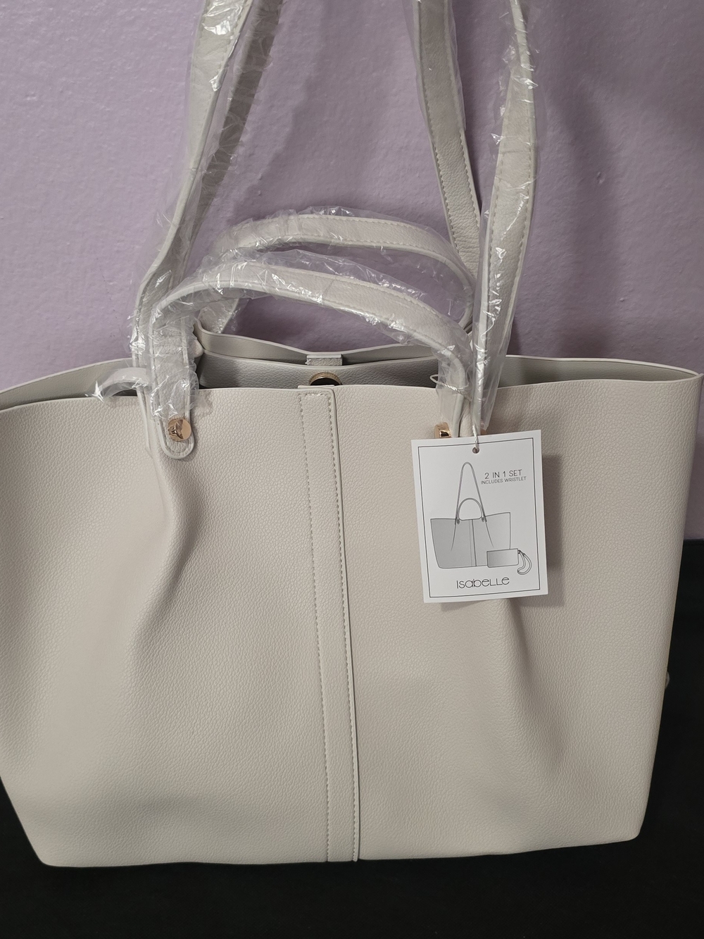 Women's 2-in-1 Tote Bag in Light Cream